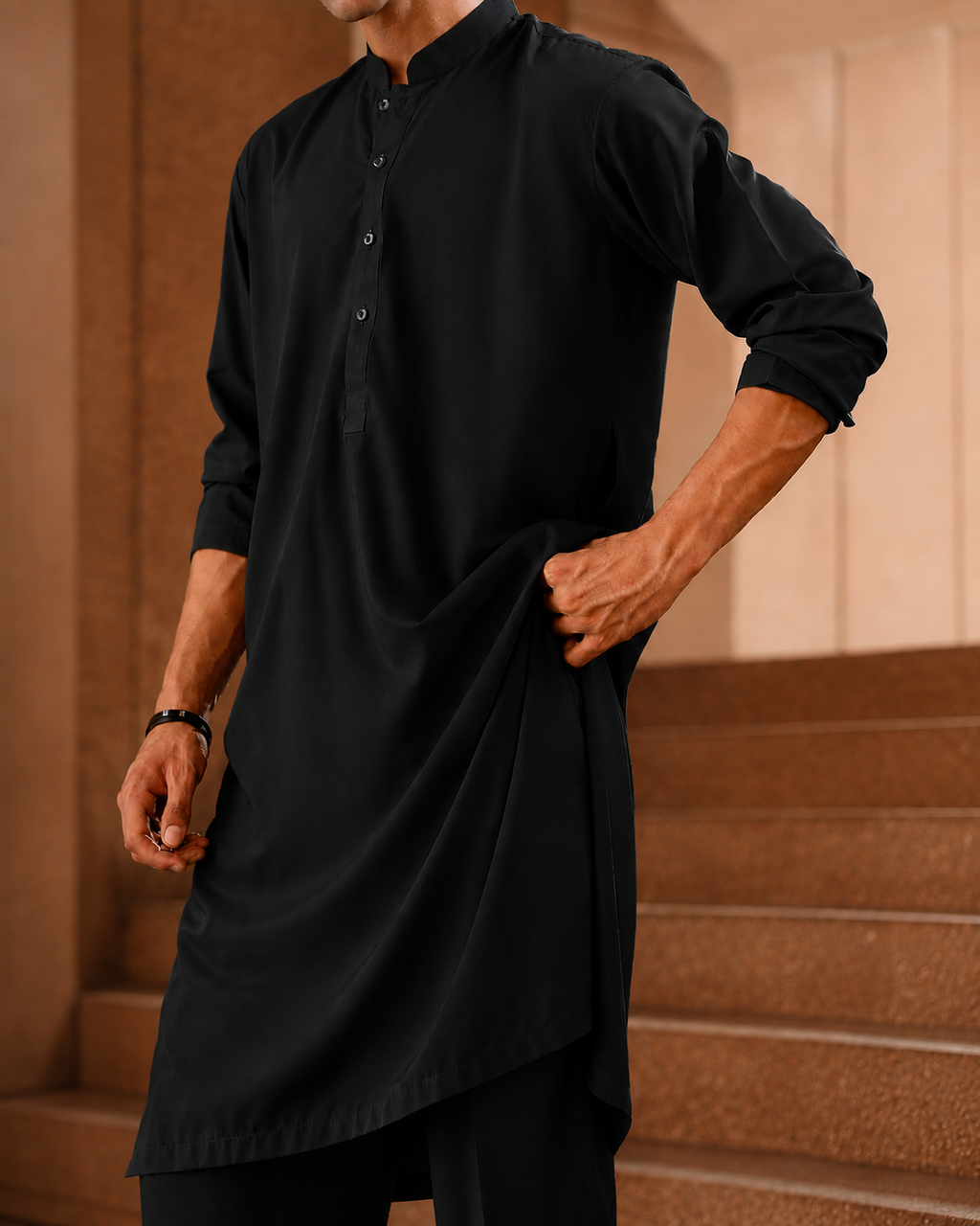 Zalvaro Luxury Steel Black Men's Unstitched
